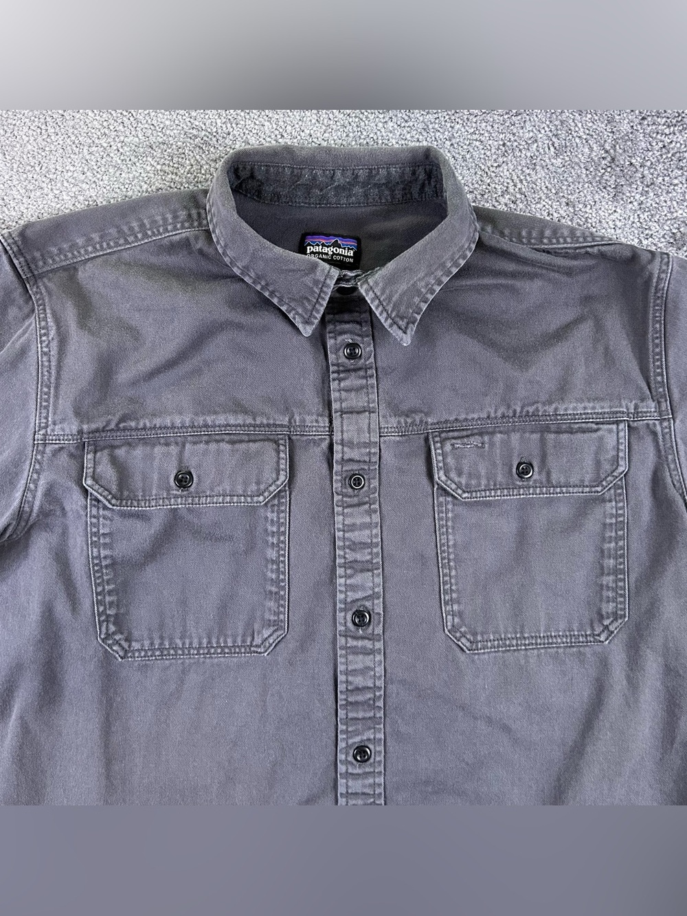 Patagonia Four Canyons Twill Work Shirt Mens Medium Gray Long Sleeve Canvas